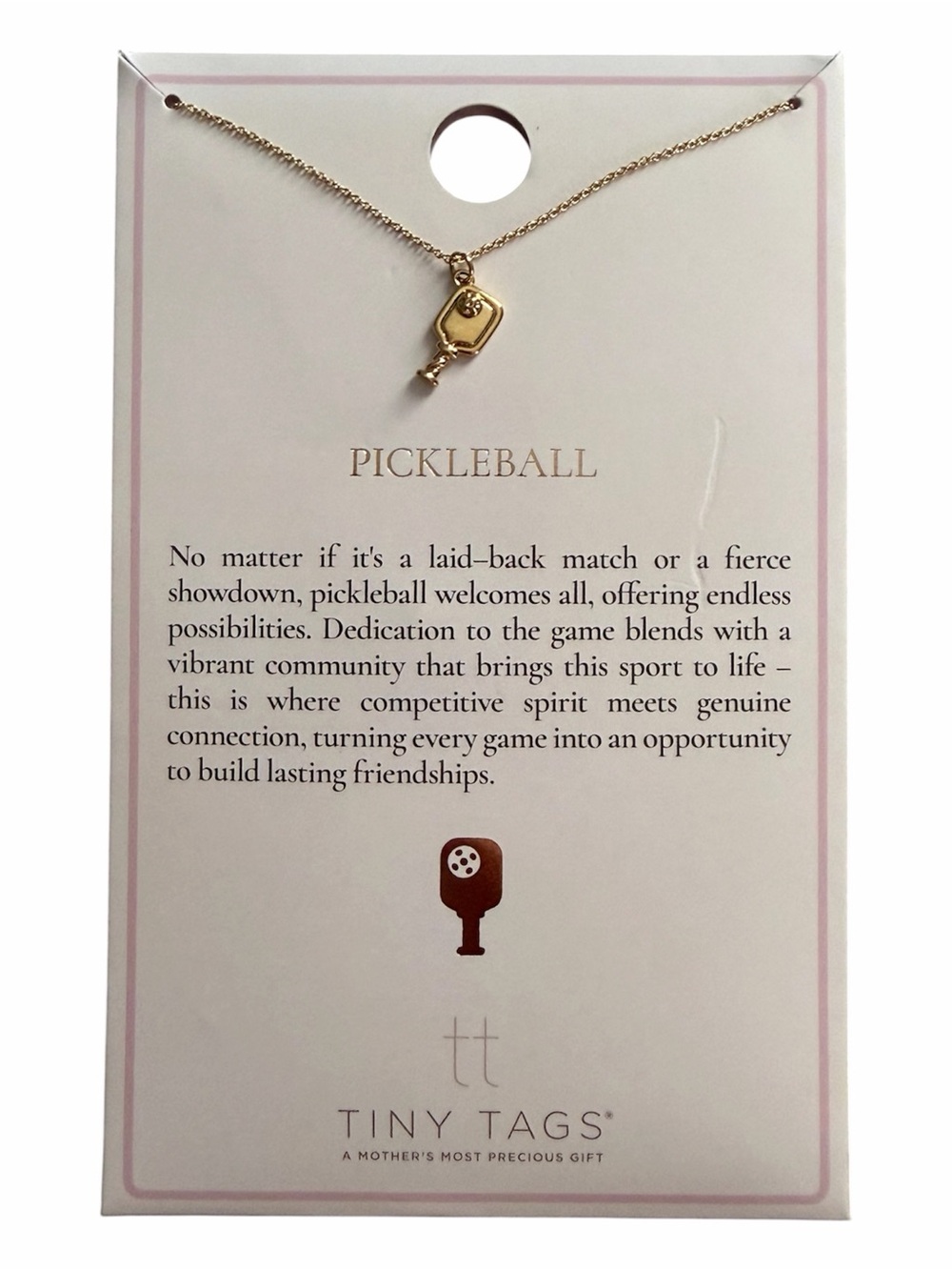 Gold Pickleball Paddle Necklace - Gold